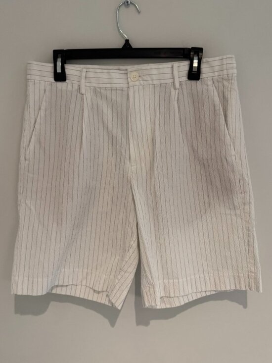 Mango Other - Mango Stripped White and Black Linen Shorts Size Medium Like New
